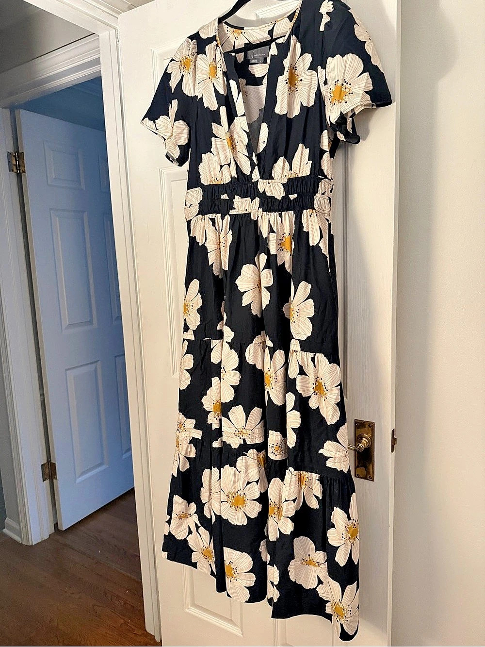 Anthropologie Floral Maxi Dress in Black & White